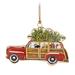 The Holiday Aisle® 2 Piece Dog in Woodie Car Hanging Figurine Ornaments Set Metal | 3.5 H x 5 W x 0.25 D in | Wayfair