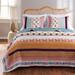 Bungalow Rose Saltash Cotton Reversible Quilt Set Cotton in Blue/Orange/Red | Full/Queen Quilt + 2 Standard Shams | Wayfair