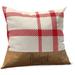 Nebraska Huskers 18'' x Farmhouse Plaid and Faux Leather Throw Pillow