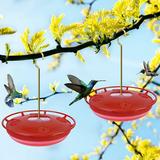 2 Pack Hummingbird Feeders for Outdoors 12 oz Hummingbird Feeder with 4 Red Feeding Ports Hanging Bird Feeders for Outside Garden Yard Decoration Leak-Proof Ant Moat & Bee Proof