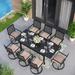 MakeYourDay Seats up to 6/8 Outdoor Patio Dining Set, 6/8 Metal Mesh Swivel Chairs, 1 Rectangular Expandable Table