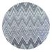 Shahbanu Rugs Gray-Blue Chevron Design Textured Wool and Pure Silk Hand Knotted Round Oriental Rug (9'0" x 9'0") - 9'0" x 9'0"