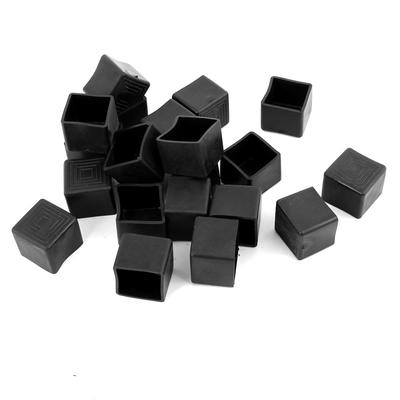 25mm x 25mm Bottom Size Plastic Square Shape Tubing Insert Caps 20 Pcs - Black