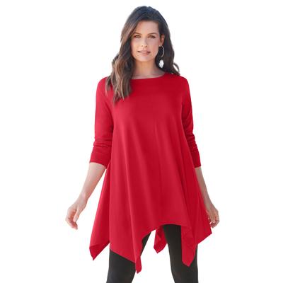 Plus Size Women's Ultimate Handkerchief Hem Tunic by Roaman's in Classic Red (Size M) Long Shirt