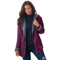 Plus Size Women's Hooded Jacket with Fleece Lining by Roaman's in Dark Berry (Size M) Rain Water Repellent