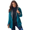 Plus Size Women's Hooded Jacket with Fleece Lining by Roaman's in Deep Teal (Size M) Rain Water Repellent