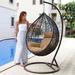 Island Gale Porch Swing w/ Stand Wicker/Rattan in Black | 77.56 H x 41.53 W x 28.5 D in | Wayfair 9712-BN-BLUE