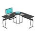 Mohawk Group RIF6 L Shaped Modern Computer Office Desk w/Keyboard Tray, Easy Assembly Plastic/Acrylic/Metal in Black | Wayfair RIF090408N