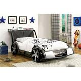 Bromborough Metal Car Bed w/ Bookcase by Zoomie Kids Upholstered/Metal in Black | 35.5 H x 47.25 W x 94.5 D in | Wayfair