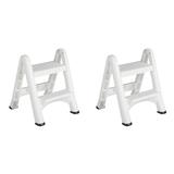 Rubbermaid Commercial Products Rubbermaid EZ Two Step Durable Folding Plastic Ladder Step Stool Plastic in White | 25.7 W x 19.8 D in | Wayfair