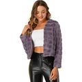 Allegra K Women's Christmas Costume Winter Warm Cropped Jacket Collarless Faux Fur Fluffy Coat Light Purple 16