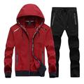 WanYangg Mens Two Pieces Tracksuit Set Large Size Zipper Sportswear Hoodie Sweatshirt Top and Drawstring Bottoms Jogging Pants Trouser Zip Joggers Gym Full Sport Sweat Suits Sets Red 8XL