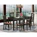 East West Furniture 7 Piece Kitchen Table Set- a Rectangle Dining Room Table and 6 Dining Chairs, Black (Seat Options)