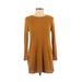 Old Navy Casual Dress - Mini Crew Neck Long sleeves: Orange Solid Dresses - Used - Size Small