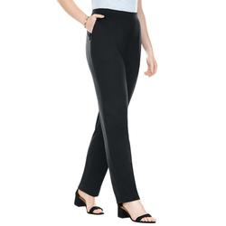 Plus Size Women's Straight Leg Ponte Knit Pant by Woman Within in Black (Size 12 T)