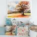 East Urban Home Lone Oak In The Fields w/ Autum Leaves - Picture Frame Print on Canvas in Orange | 12 H x 20 W in | Wayfair