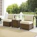 Bradenton 3Pc Outdoor Wicker Chair Set Sand/ Weathered Brown - Side Table & 2 Armless Chairs - Crosley KO70174WB-SA