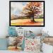 East Urban Home Lone Oak In The Fields w/ Autum Leaves - Picture Frame Print on Canvas Metal in Orange | 16 H x 32 W in | Wayfair