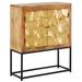 Dakota Fields 40 Inch Modern Brass Foil Overlay Circled Pattern Accent Cabinet On Iron Stand Paris Wood in Brown/Yellow | Wayfair
