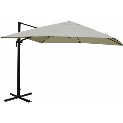 Gastronomie-Ampelschirm HHG-979, 3x3m (Ø4,24m) Polyester Alu/Stahl 23kg creme-grau ohne Ständer Image