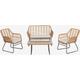 Set da giardino con divano 2 posti, 2 poltrone e tavolino in acciaio e rattan sintetico Visutt Sklum