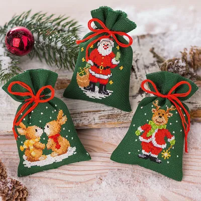 Geschenk- und Kräutersäckchen Weihnachtsmotive, 3er-Set