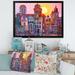 East Urban Home Street Scene In Old Town w/ Colorful Buildings - Picture Frame Print on Canvas Metal in Orange/Red | 16 H x 32 W x 1 D in | Wayfair