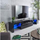 Ivy Bronx 78" Vardy Glossy TV Stand Cabinet w/ Lights Soundbar Shelf for TVs up to 90" Wood in Black | 17.7 H in | Wayfair