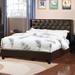 Winston Porter Angeleen Tufted Platform Bed Upholstered/Faux leather in Black | 47 H x 56 W x 76 D in | Wayfair B54FC6A3A8D3454FA729C642CE17310F
