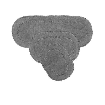 Double Ruffle 3 Piece Set Bath Rug Collection by Home Weavers Inc in Grey