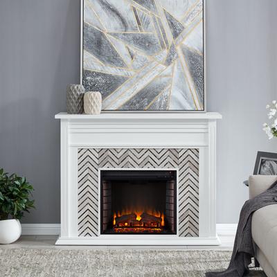 Hebbington Tiled Marble Fireplace by SEI Furniture in White