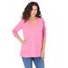 Plus Size Women's Long-Sleeve V-Neck Ultimate Tee by Roaman's in Vintage Rose (Size 14/16) Shirt