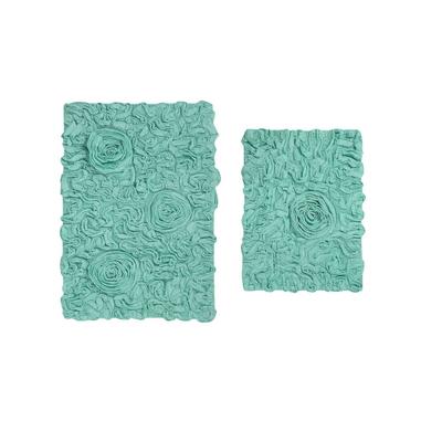 Bell Flower 2-Pc. Bath Rug Collection by Home Weavers Inc in Turquoise