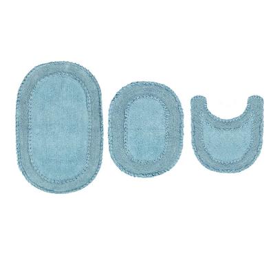 Double Ruffle 3 Piece Set Bath Rug Collection by Home Weavers Inc in Blue