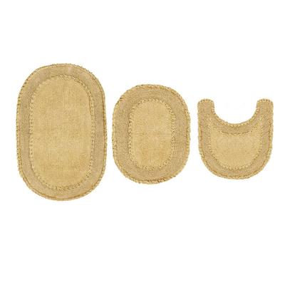 Double Ruffle 3 Piece Set Bath Rug Collection by Home Weavers Inc in Butter
