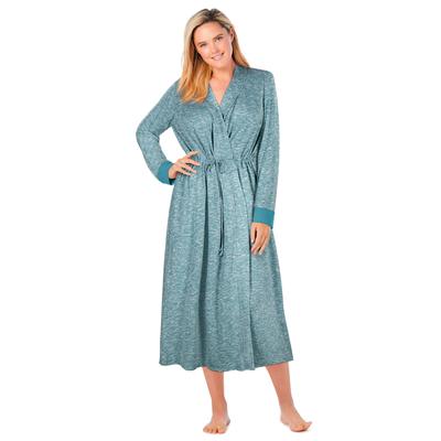 Plus Size Women's Marled Long Duster Robe by Dreams & Co. in Deep Teal Marled (Size 14/16)