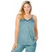 Plus Size Women's Marled Lace-Trim Sleep Tank by Dreams & Co. in Deep Teal Marled (Size 30/32) Pajama Top