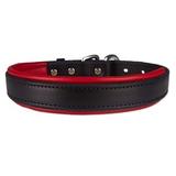 SmartPak Soft Padded Leather Dog Collar - Medium - Black/Red - Smartpak