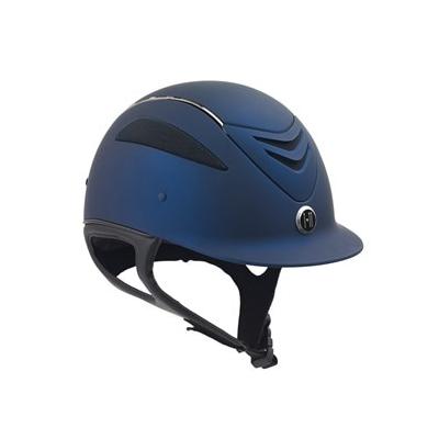 One K Defender Chrome Stripe Helmet - L - Long Oval - Navy Matte - Smartpak