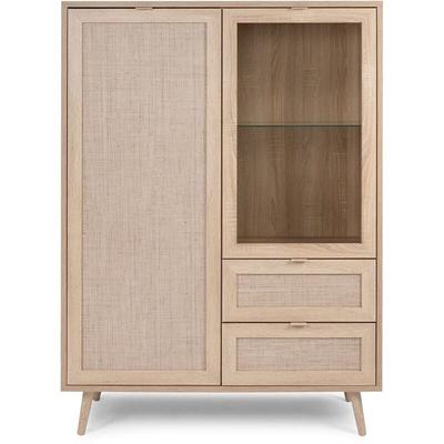 Les Tendances - Geschirrschrank mit 2 Türen und 2 Schubladen L101,5 cm - Rattan-Druck - Bali