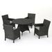 Cypress Outdoor 5-piece Round Wicker Dining Set with Cushions & Umbrella Hole by Christopher Knight Home