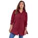 Plus Size Women's Kate Tunic Big Shirt by Roaman's in Dark Cherry (Size 14 W) Button Down Tunic Shirt