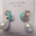 Kate Spade Jewelry | Kate Spade New Pearl Drop Huggies Earrings | Color: Blue/White | Size: 1-1/4" X 1/2"