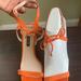 Nine West Shoes | *Brandnew*Nine West Orange Heel Sandal 9.5 Medium. | Color: Orange | Size: 9.5