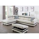 White/Black/Brown Sectional - Latitude Run® Ellenville 103.5" Wide Faux Sofa & Chaise w/ Ottoman Faux | 35 H x 103.5 W x 74.5 D in | Wayfair