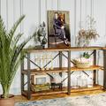 17 Stories Keedyn Rustic Entryway Console Table, Long Hallway Table 55 In 3-tier, Tv Stand Entertainment Center Media Stand For Living Room | Wayfair