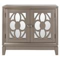 House of Hampton® Glacaeu Solid Wood 2 - Door Mirrored Accent Cabinet Wood in Brown | 29 H x 32 W x 16 D in | Wayfair