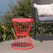 Wrought Studio™ Mebane Iron Outdoor Side Table Metal in Red | 21 H x 16.25 W x 16.25 D in | Wayfair FF6D5714CFD1483F8CB664E0206AF15B