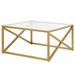 Mercer41 Mcgarry 32" Glass & Steel Square Coffee Table Metal in Yellow | 17 H x 32 W x 32 D in | Wayfair FA0F7359356D4B3DA5FDC9B11B7324BD