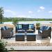 Red Barrel Studio® Kaniha 8 Piece Gray Rattan Sofa Seating Group w/ Cushions Synthetic Wicker/All - Weather Wicker/Wicker/Rattan in Blue | Outdoor Furniture | Wayfair